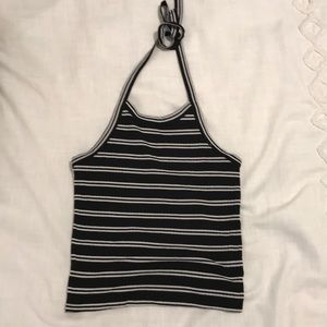 adorable and flattering black and white striped halter top